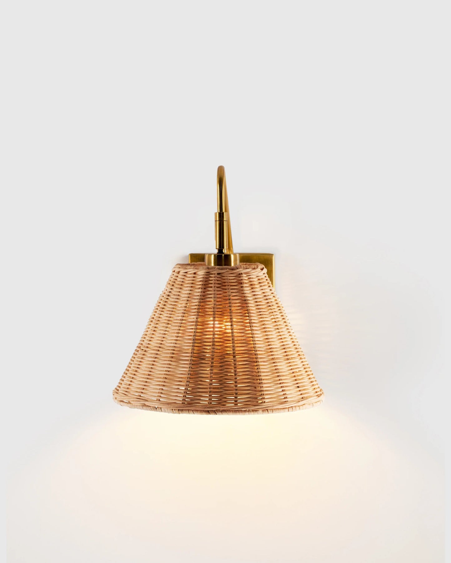 Articulating Sconce with Rattan Shade - One Size / Brass