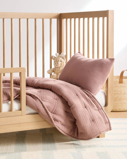Organic Cotton Gauze Toddler Quilt & Sham Set - One Size / White