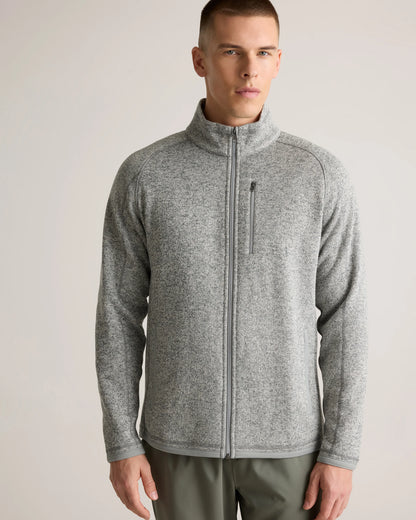 Sweater-Knit Fleece Full-Zip Jacket - XS / Heather Mineral Green