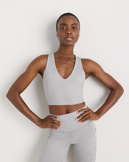Ultra-Soft V-Neck Cropped Tank - XS / Heather Navy