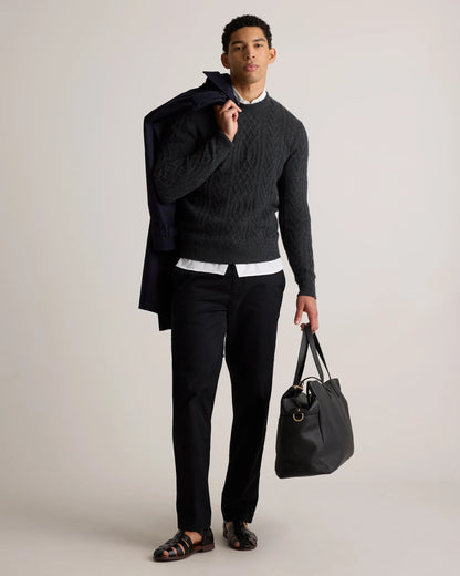 Mongolian Cashmere Cable Crewneck Sweater - S / True Navy