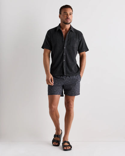 100% Organic Cotton Terry Towel Button Down Polo - S / Heather Charcoal