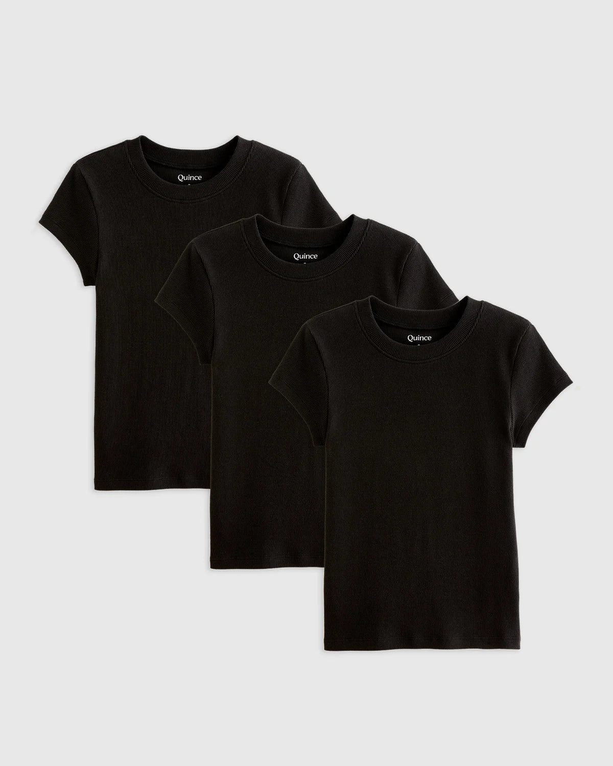 Organic Cotton Micro-Rib Crewneck Tee (3-Pack) - XS / Black