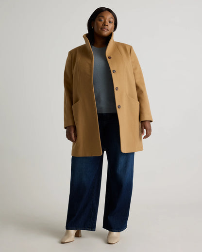 Italian Wool Cocoon Coat - 1X / Caramel