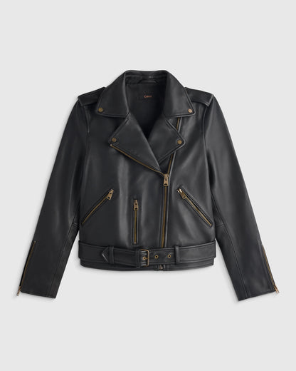 100% Leather Motorcycle Jacket - XS / Cognac