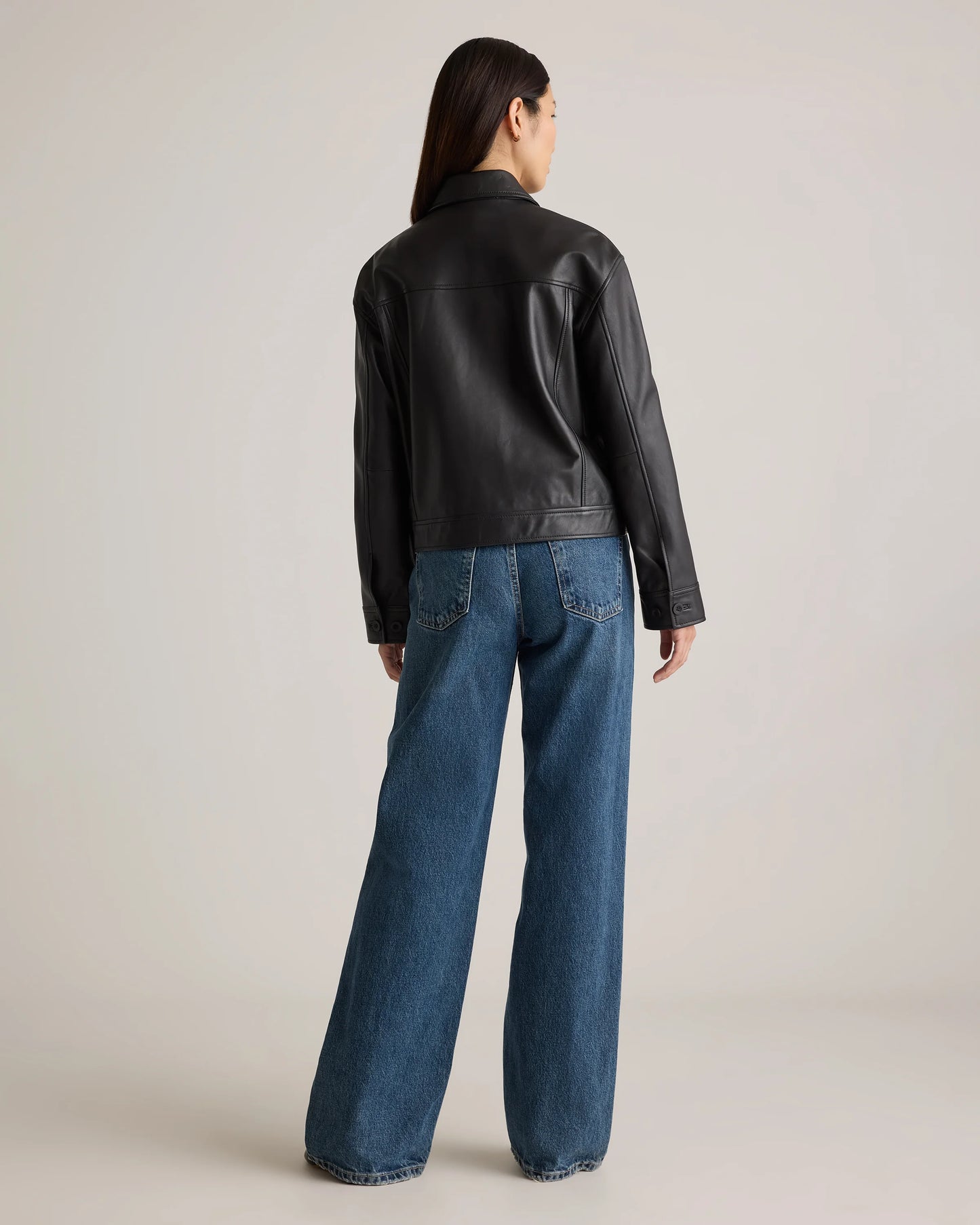 100% Leather Cropped Jacket - XS / Rich Brown