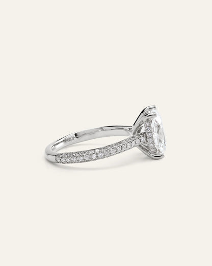 Lab Grown Diamond Elongated Cushion Pave Cathedral Engagement Ring - 3ct - 4 / Yellow Gold