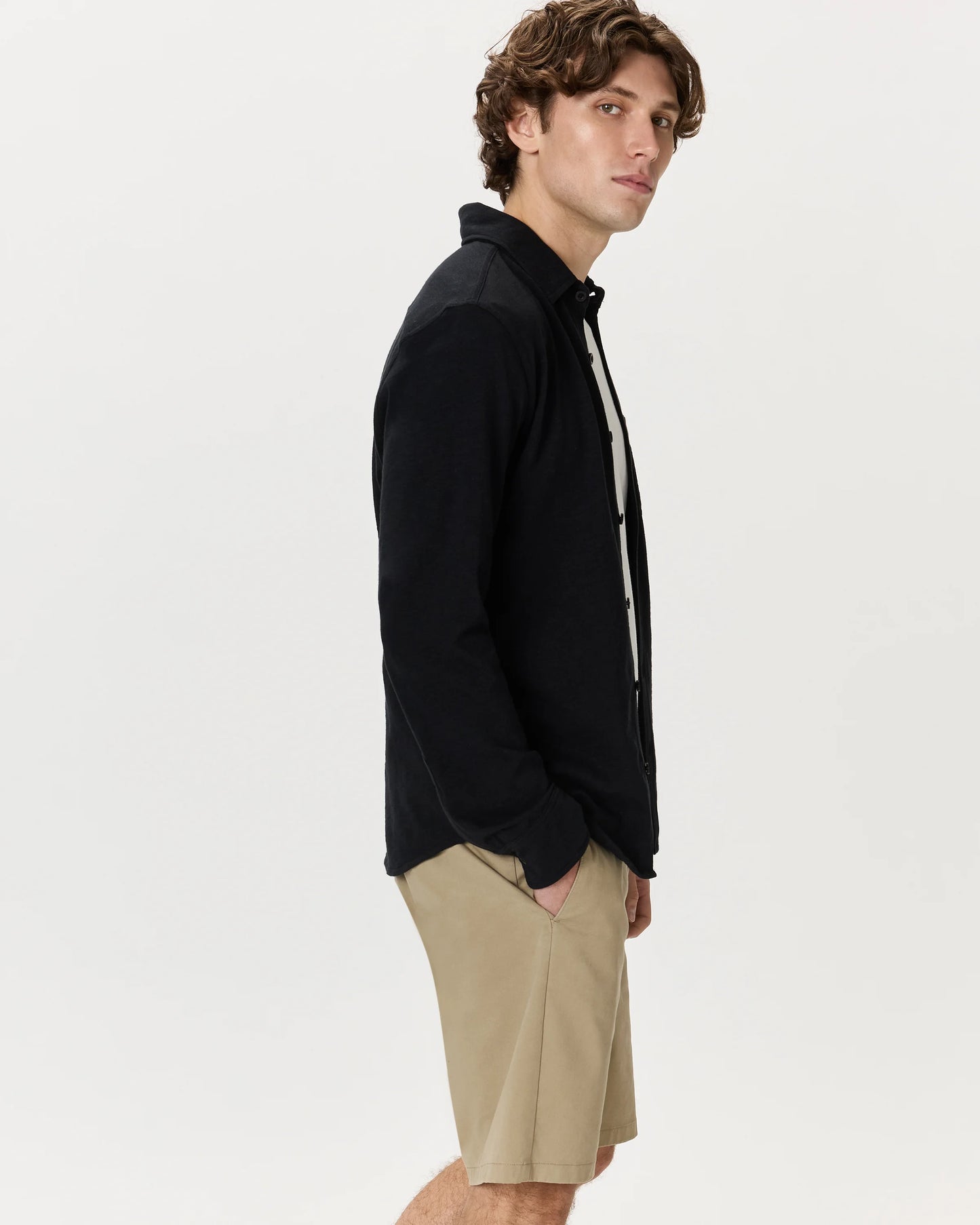 100% Organic Cotton Slub Long Sleeve Button Up Shirt - S / Heather Grey