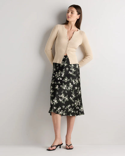 100% Washable Silk Skirt - XS / Champagne