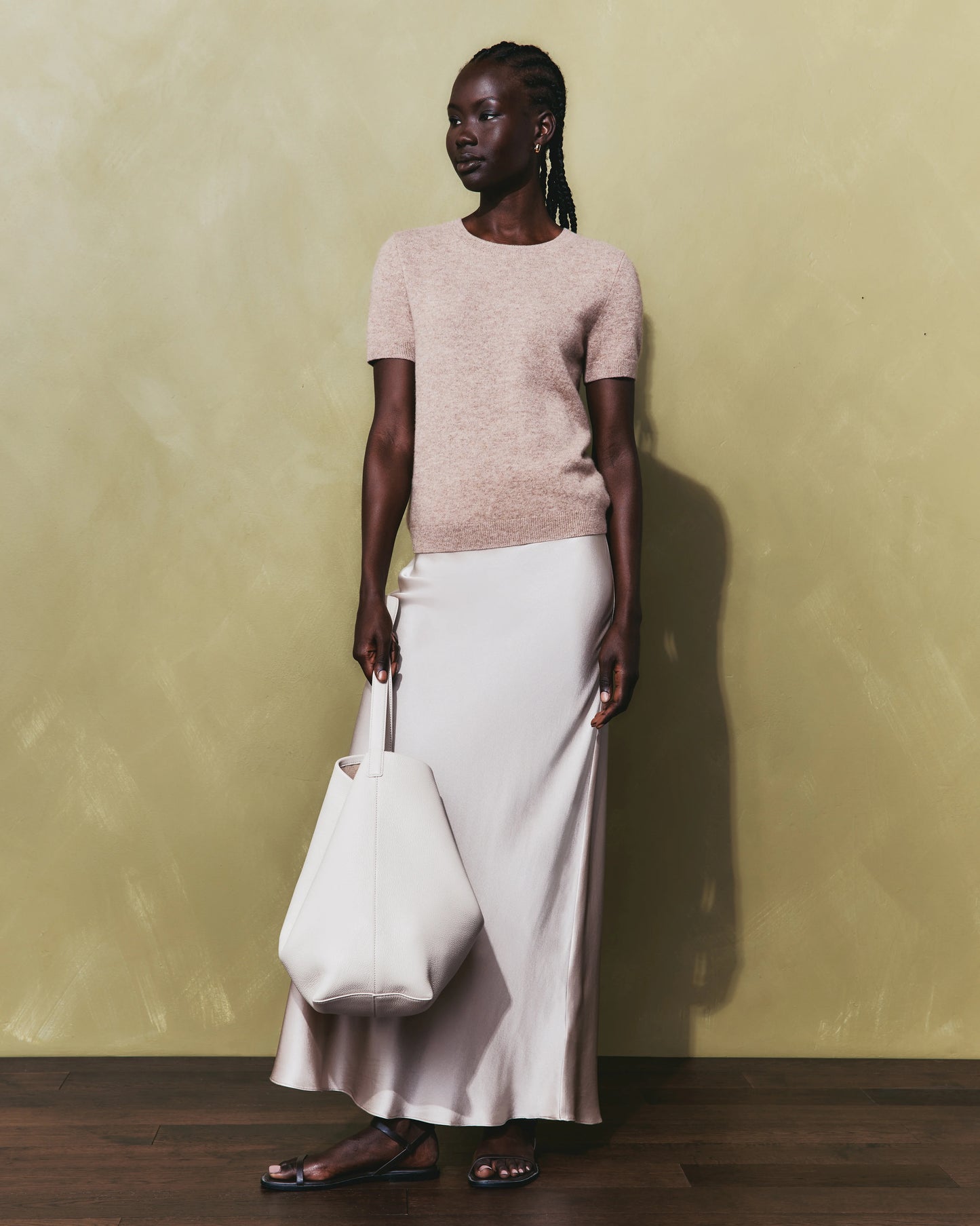 100% Washable Silk Maxi Skirt - XS / Champagne