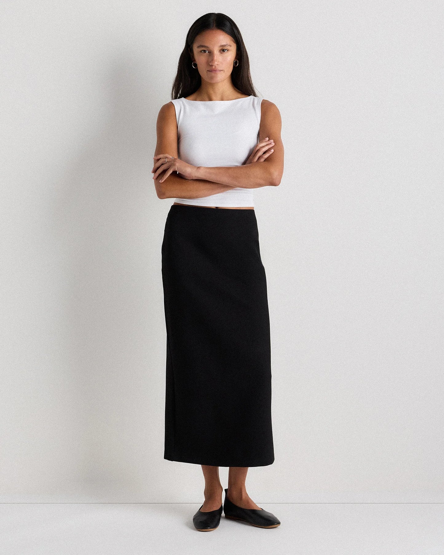 Ultra-Stretch Ponte Maxi Pencil Skirt - XS / Navy