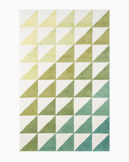 Tonal Triangles Hand-Tufted Wool Rug - 3'6" x 5'6" / Green