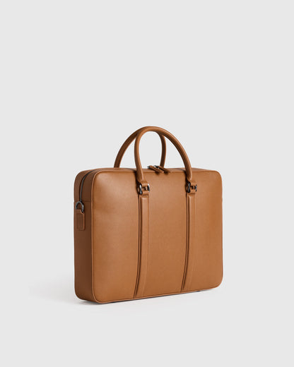 Italian Saffiano Briefcase - One Size / Hickory