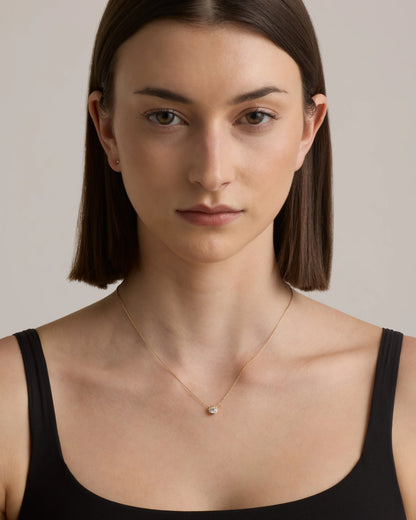 14K Gold Lab Grown Diamond Bezel Necklace - One Size / Yellow Gold