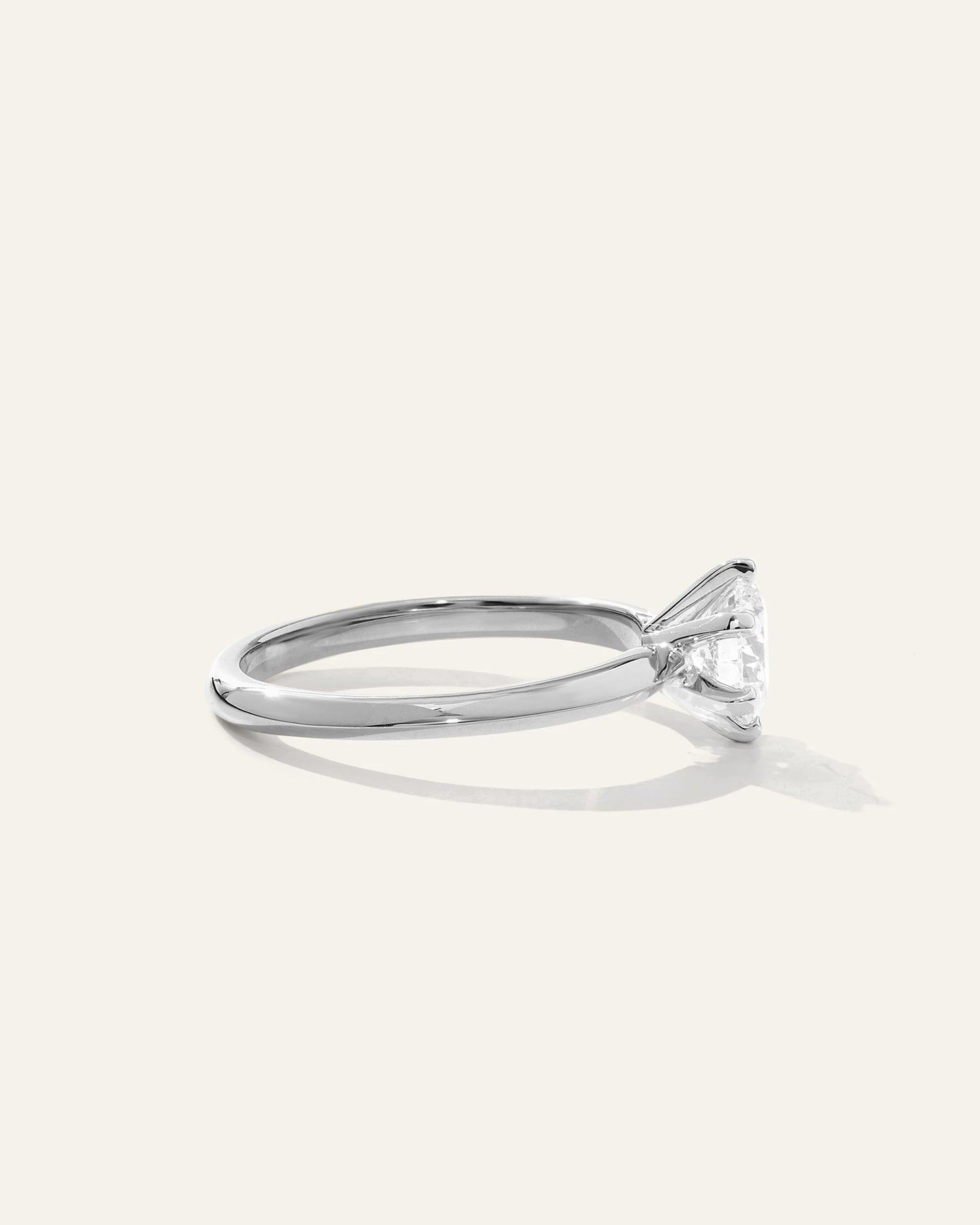 Lab Grown Diamond Round Six Prong Knife Edge Engagement Ring - 1ct - 4 / Yellow Gold
