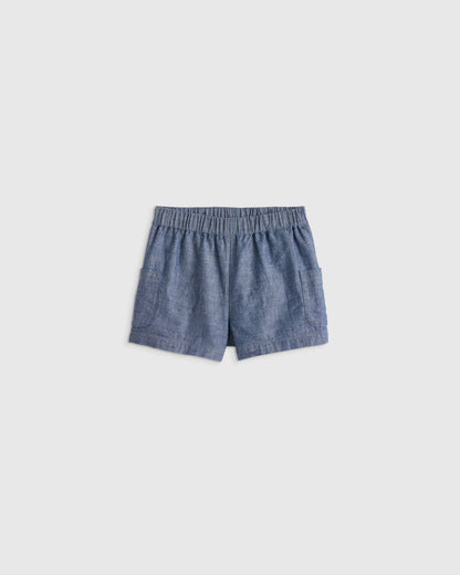 Girls Pull On Chambray Denim Short - 2T / Chambray