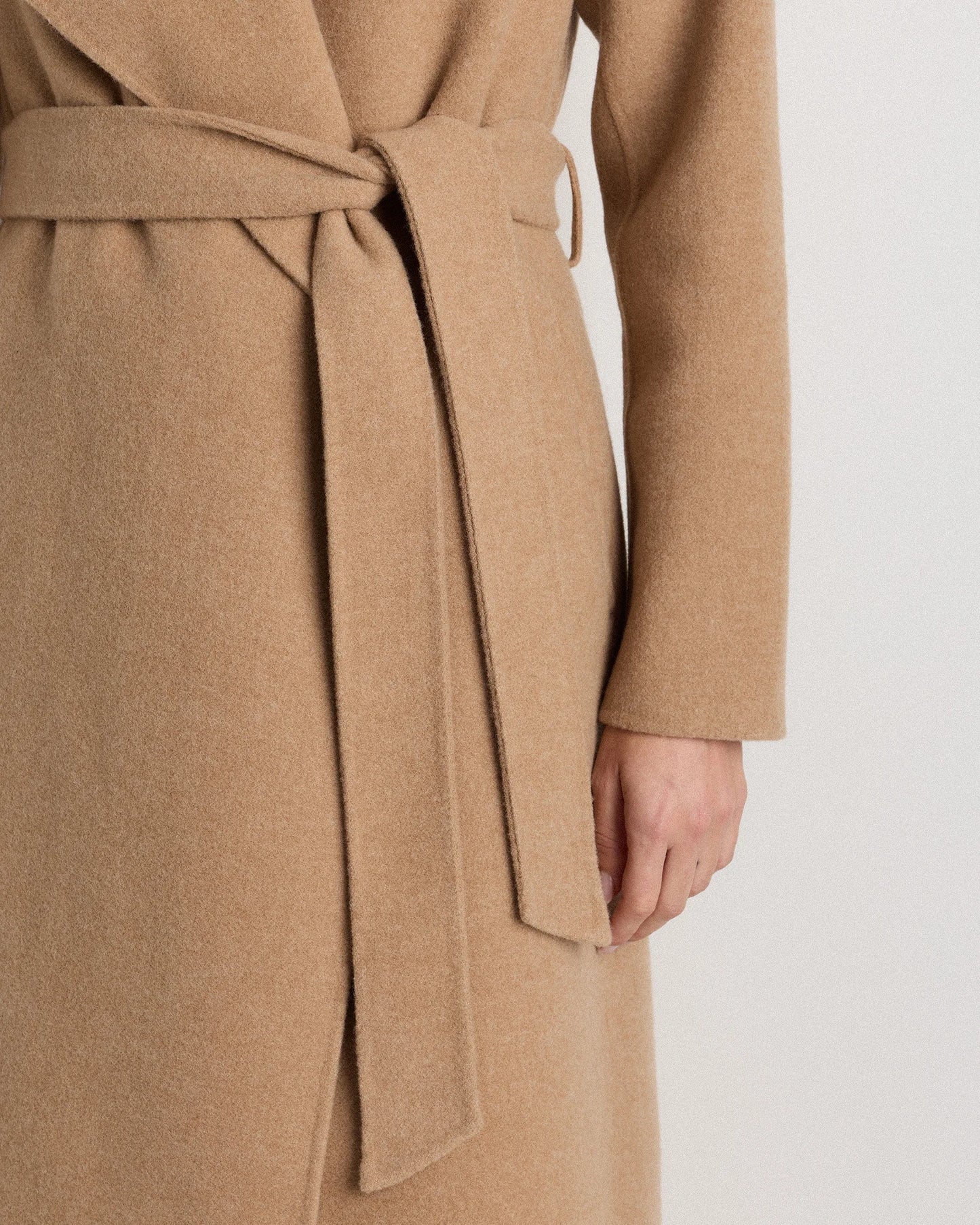 Double-Faced Merino Wool Draped Collar Wrap Coat - XS / Oat