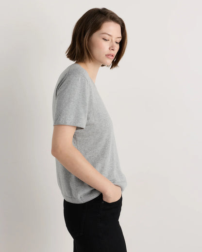 Lightweight Cotton Cashmere Relaxed Sweater Tee - XS / Sugar Stone