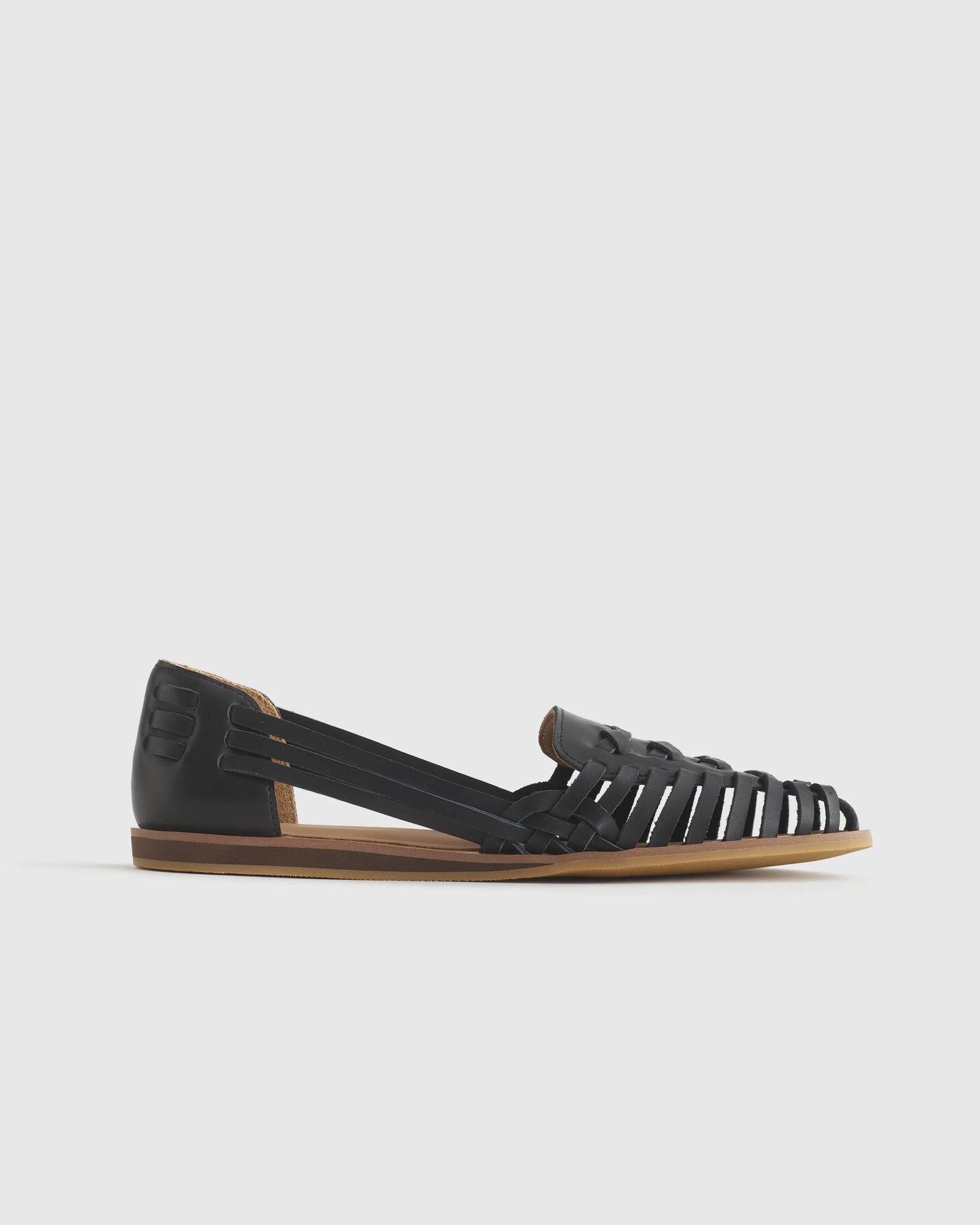 100% Leather Huarache Flat - 5 / Cashew