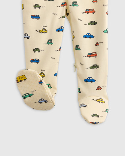 100% Organic Cotton Footie Pajama - 0-3M / Vehicles