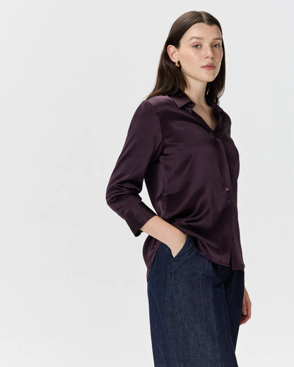 100% Washable Silk Three-Quarter Sleeve Shirt - XS / Vintage Pink