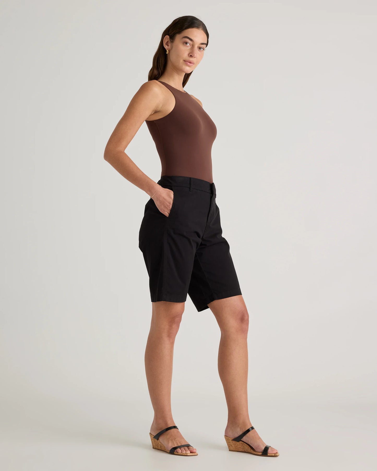 Organic Stretch Cotton Chino Bermuda Shorts - 0 / Bayberry Olive