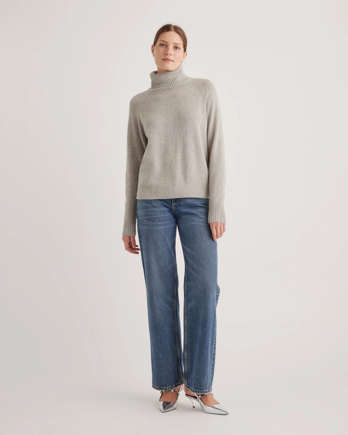 100% Yak Wool Turtleneck Sweater - XS / Heather Brown
