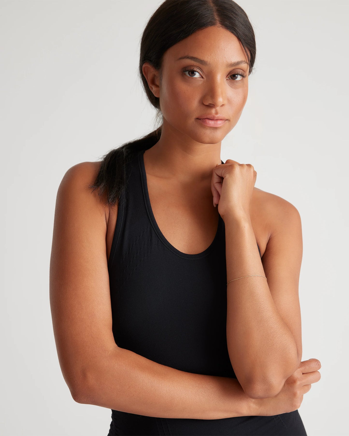 Seamless Ruched Racerback Tank - XS / Black