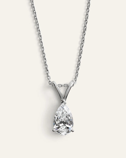 14K Gold Lab Grown Diamond Pear Solitaire Necklace - 1ctw - One Size / Yellow Gold