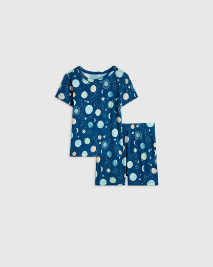 Bamboo Short Sleeve and Shorts Pajama Set - 12-18M / Lavender Hearts