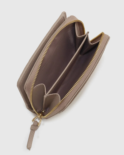 Italian Pebbled Leather Compact Wallet - One Size / Cognac