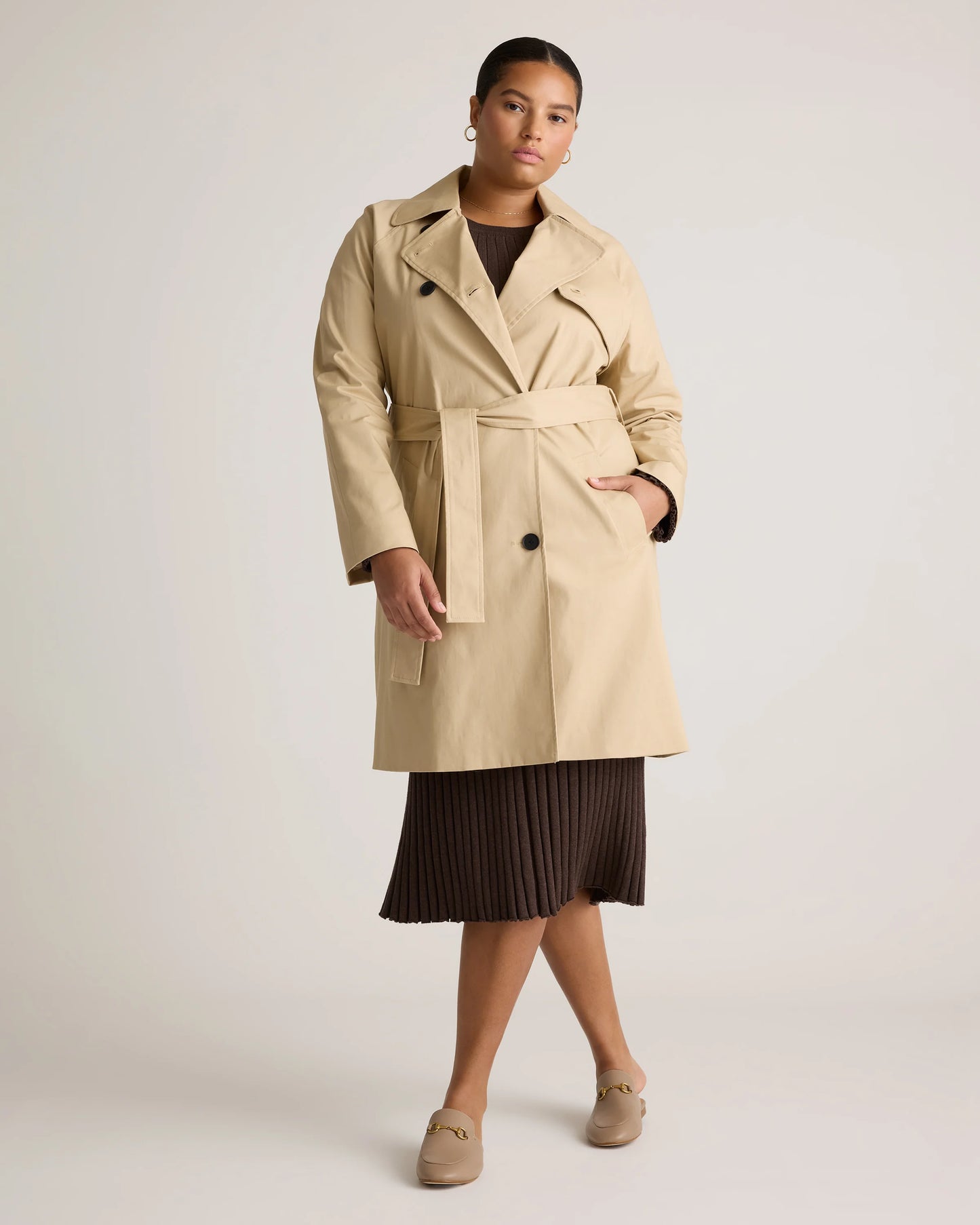 Comfort Stretch Trench Coat - XS / Navy