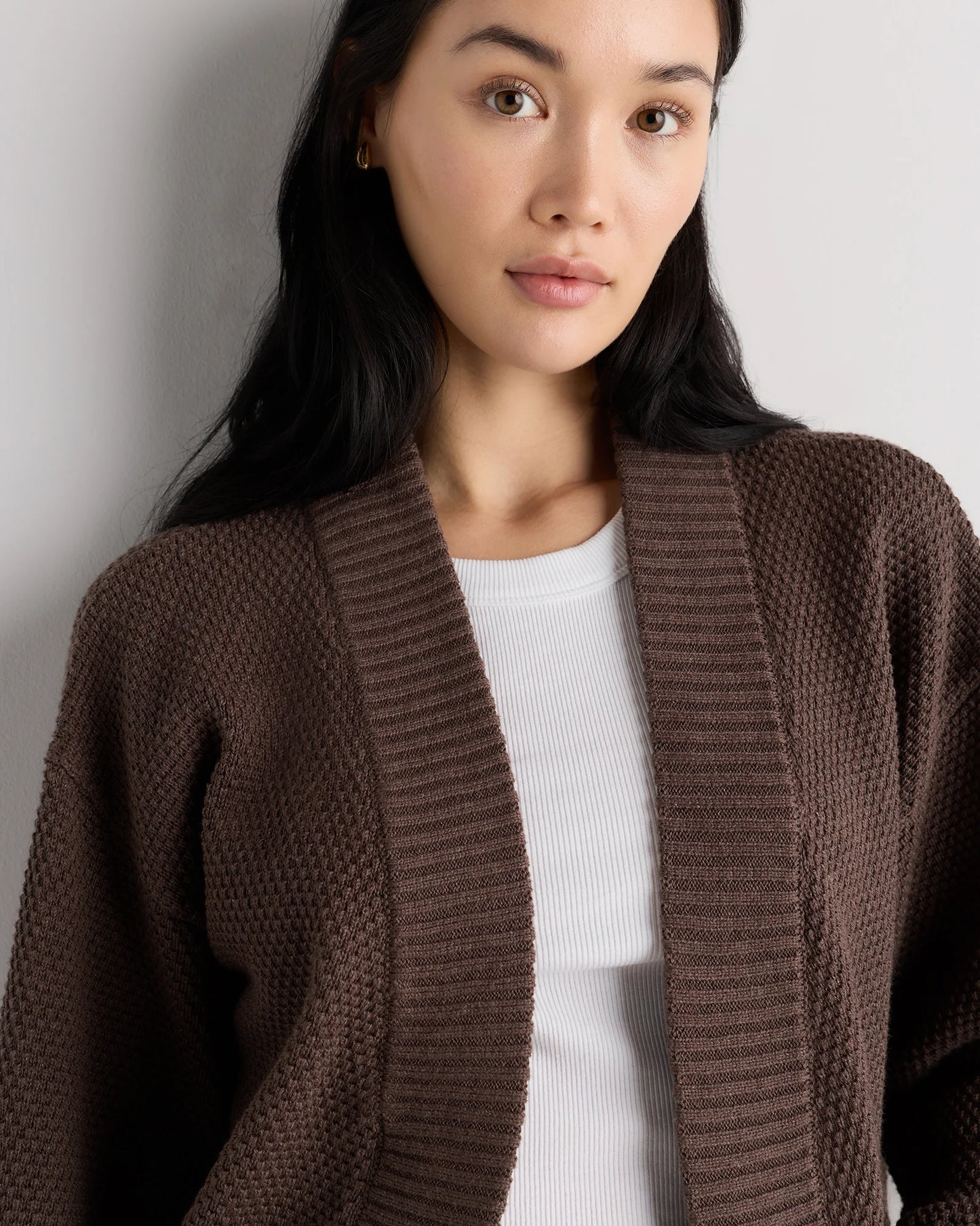 100% Organic Cotton Waffle Stitch Open Cardigan - XS / Sky Blue