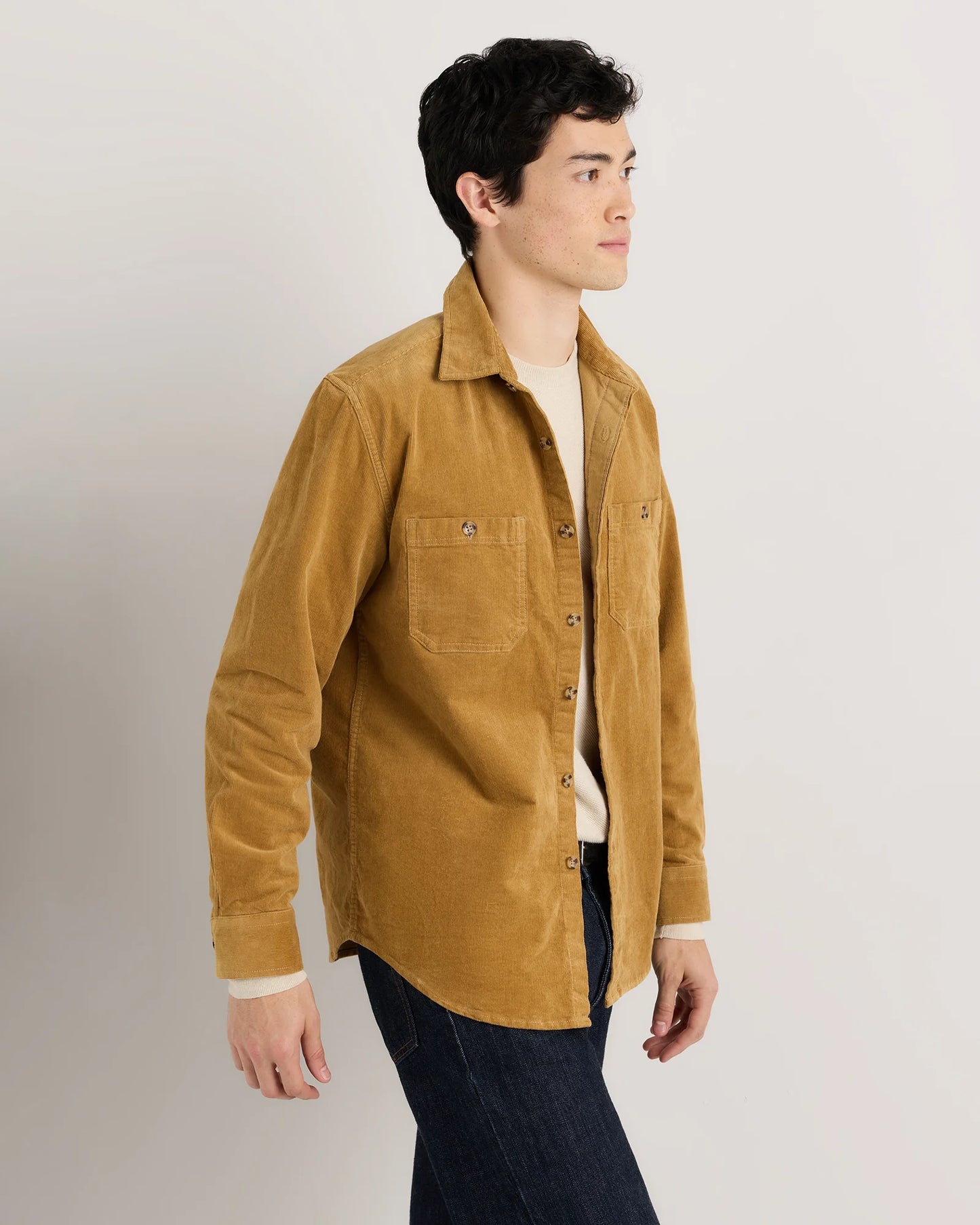 Organic Stretch Corduroy Utility Shirt - S / Dark Khaki