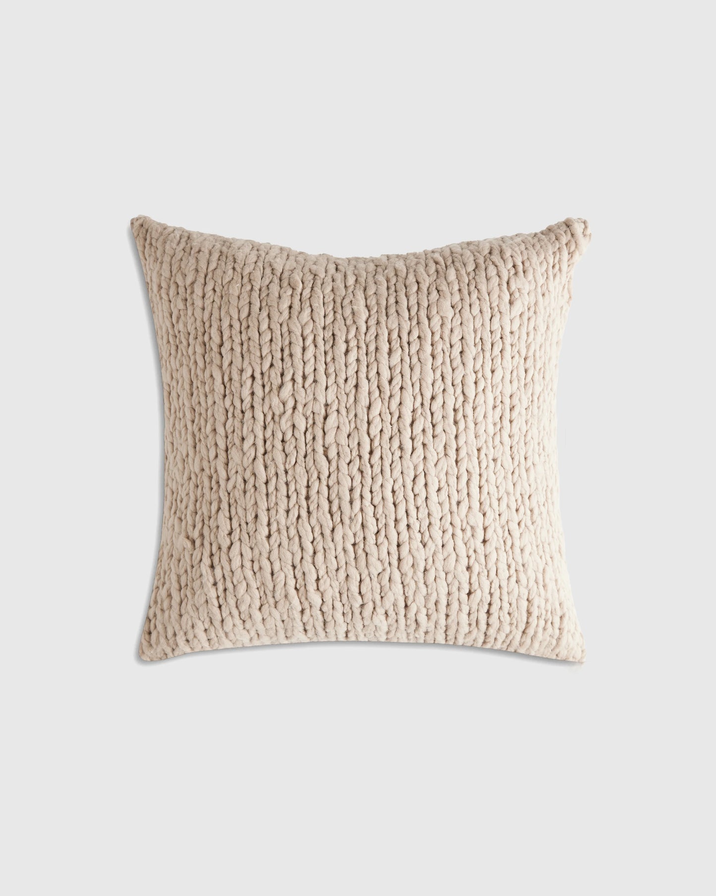 Chunky Hand Knit Wool Pillow Cover - 20x20 / Neutral