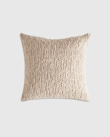 Chunky Hand Knit Wool Pillow Cover - 20x20 / Neutral