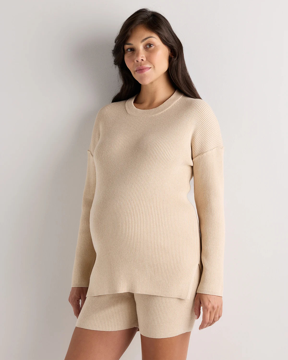 Cotton Cashmere Oversized Maternity Sweater - XS / Black