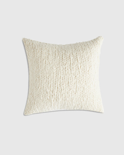 Chunky Hand Knit Wool Pillow Cover - 20x20 / Neutral