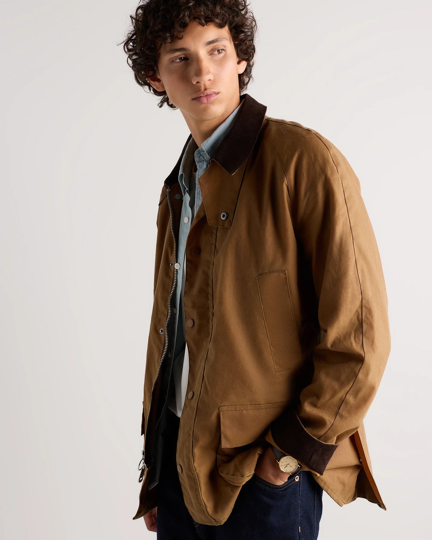 Organic Waxed Cotton Barn Jacket - S / Rustic Olive