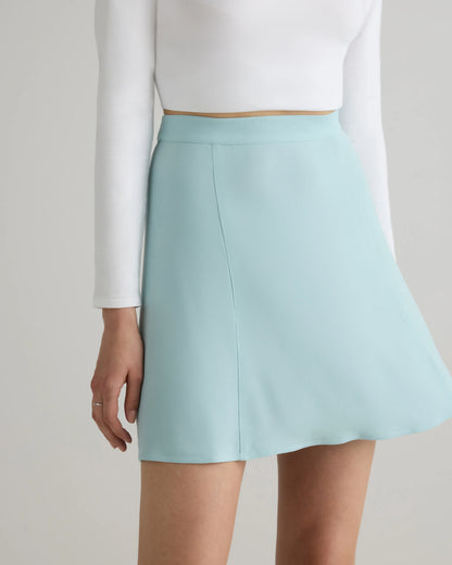 Lightweight Crepe A-Line Mini Skirt - XS / Moonstone Blue
