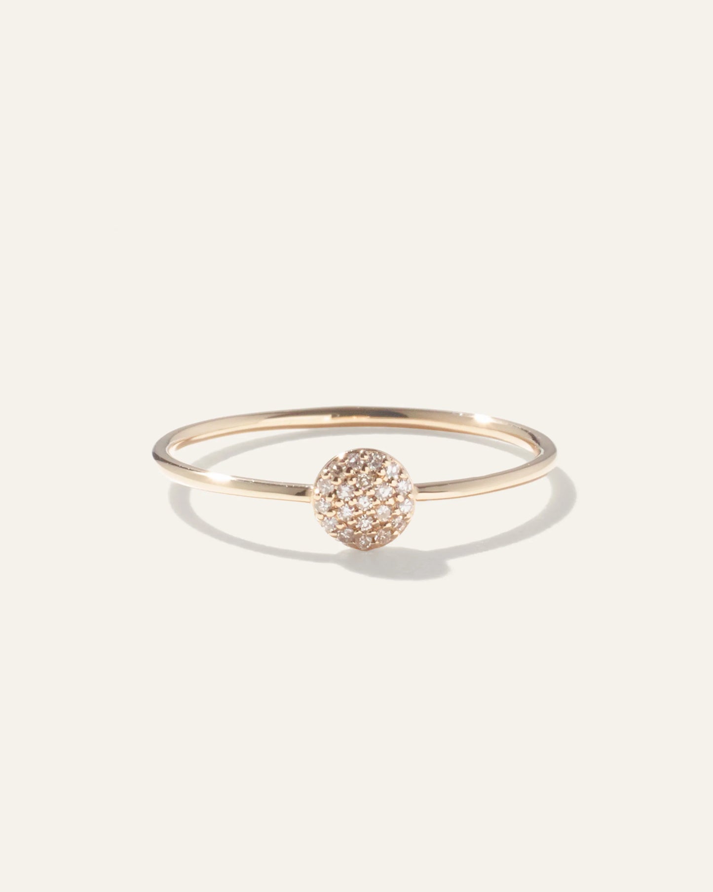 14K Gold Pave Diamond Round Disc Ring - 4 / Yellow Gold