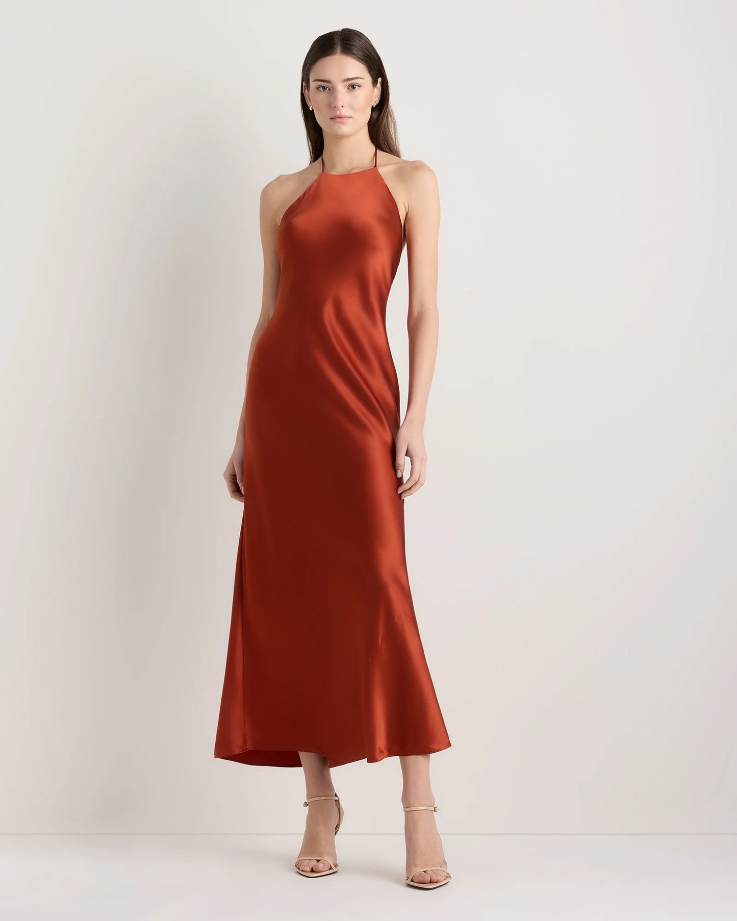 100% Washable Silk Halter Maxi Dress - XS / True Black