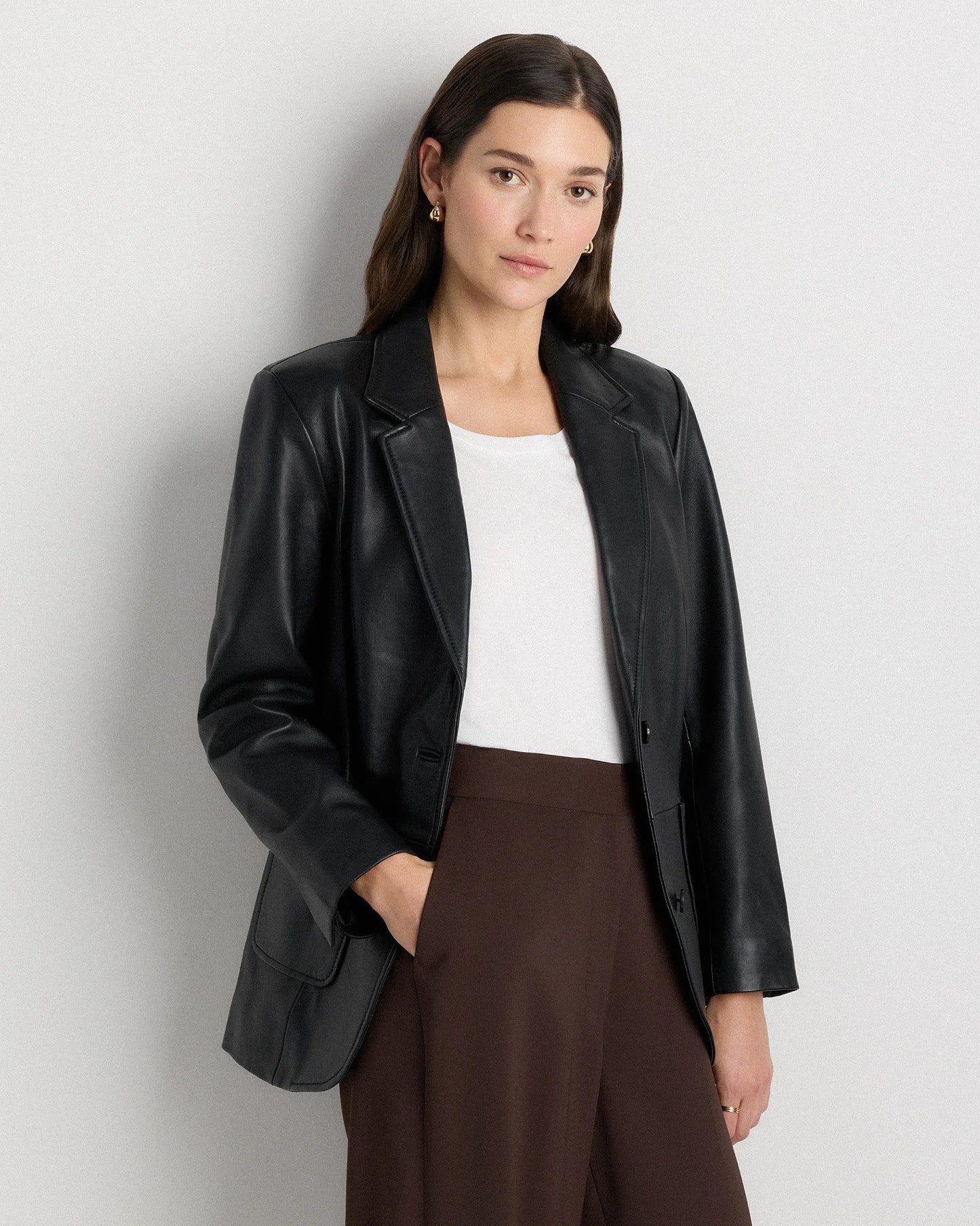 100% Leather Blazer - XS / Rich Brown