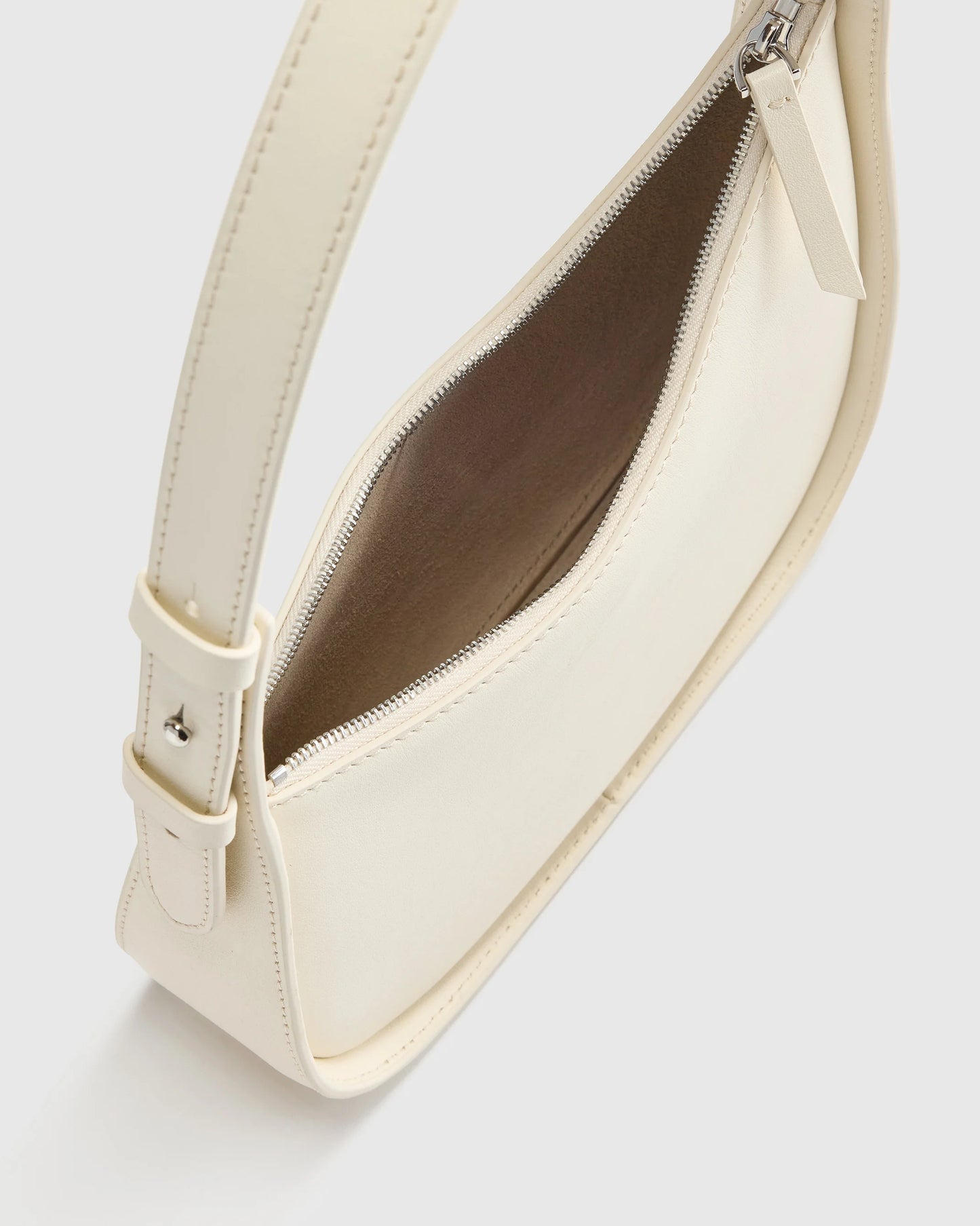 Italian Leather Asymmetrical Mini Shoulder Bag - One Size / Shell Pink