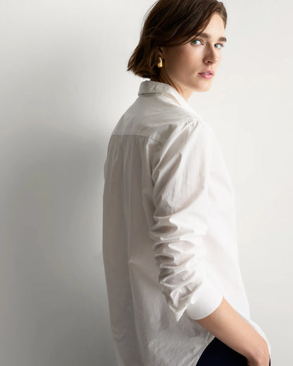 100% Organic Cotton Poplin Long Sleeve Shirt - XS / Delta Blue Double Stripe