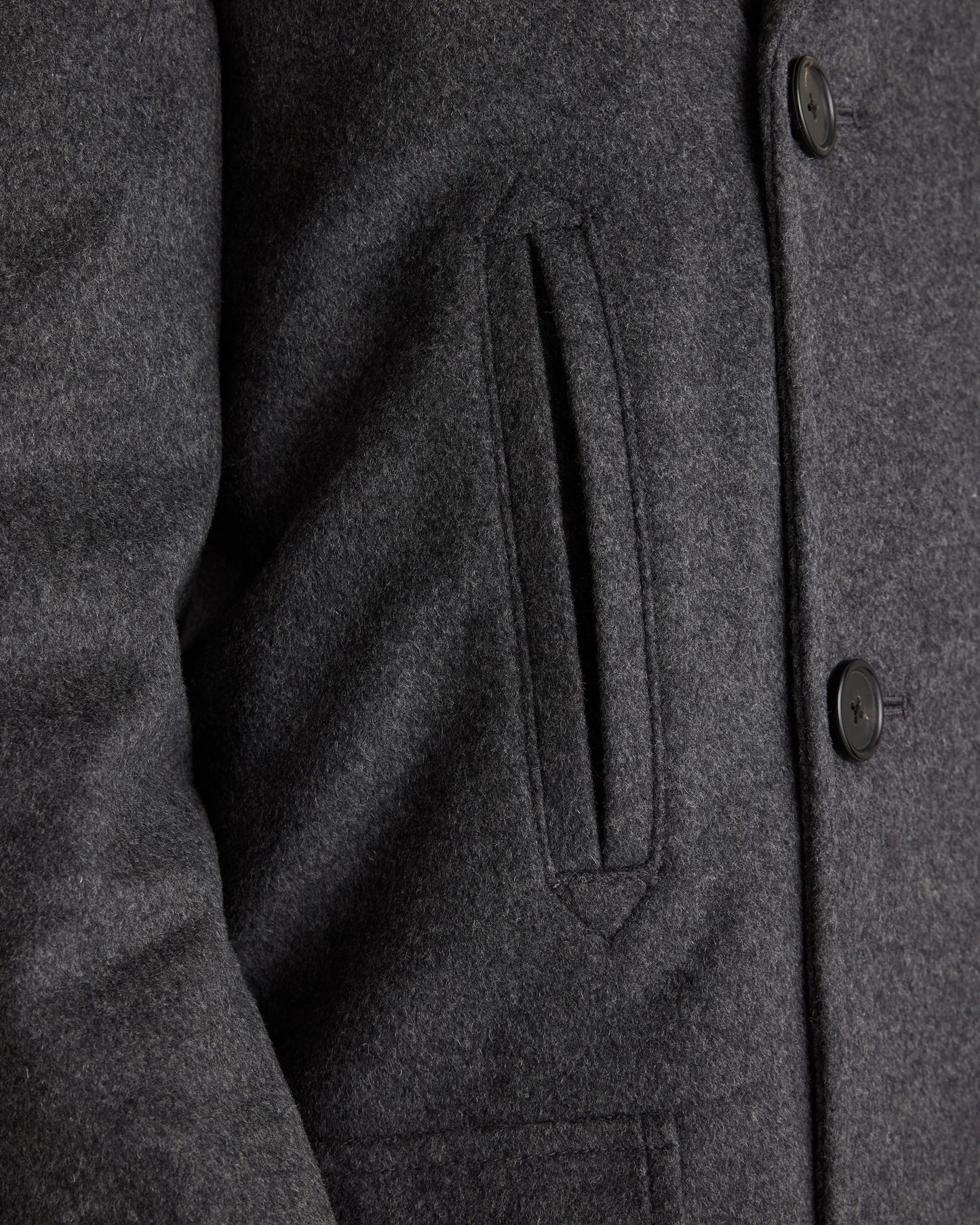 Italian Wool Double-Breasted Officer Topcoat - S / Heather Charcoal