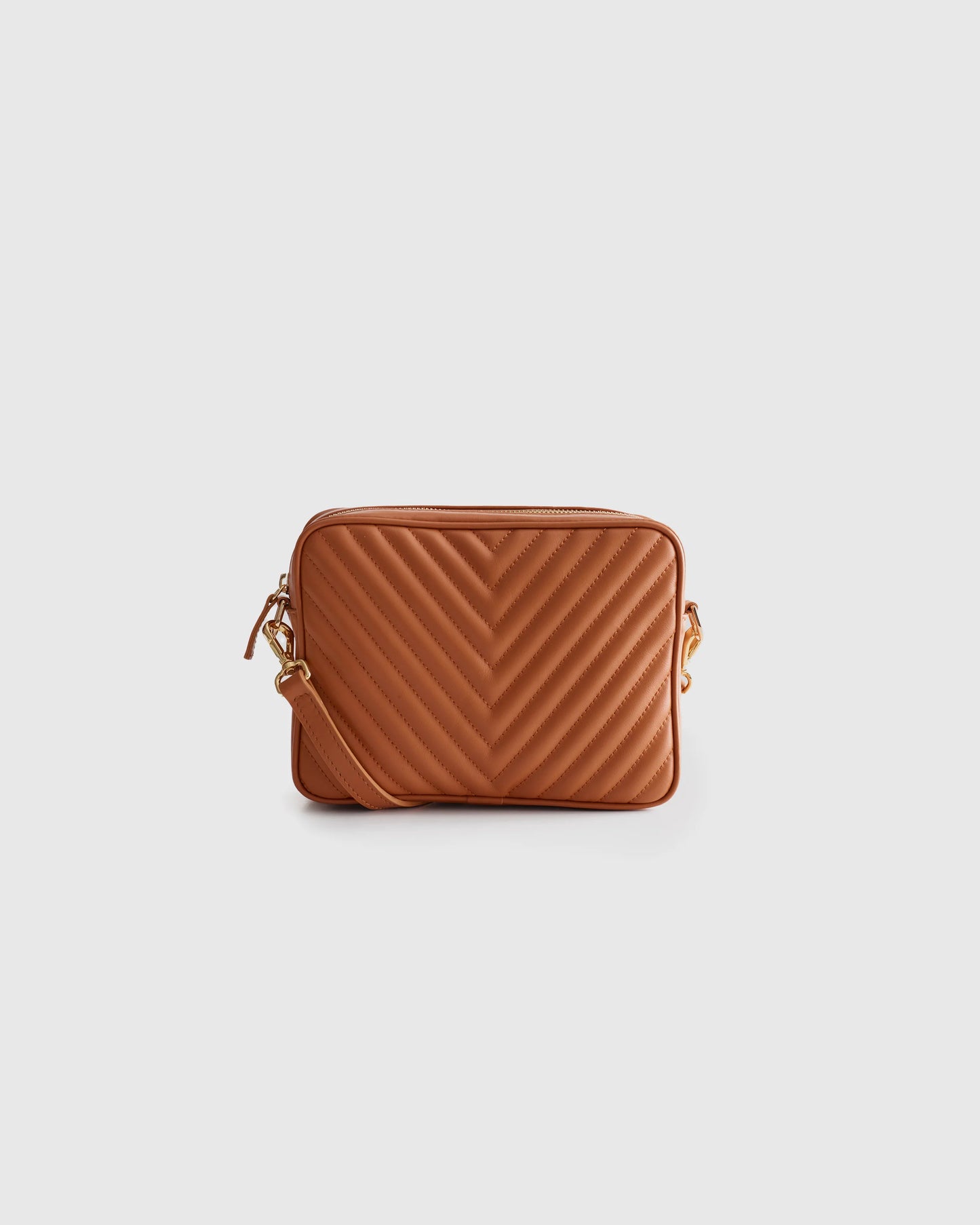 Italian Leather Quilted Crossbody Bag - One Size / Black