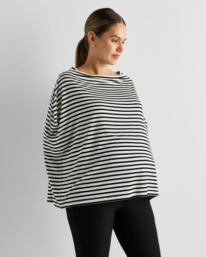 Bamboo 5-in-1 Multi-Use Cover - One Size / Black/White Stripe