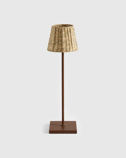 Poldina Pro Rechargeable Table Lamp with Seagrass Shade by Zafferano - Regular / White