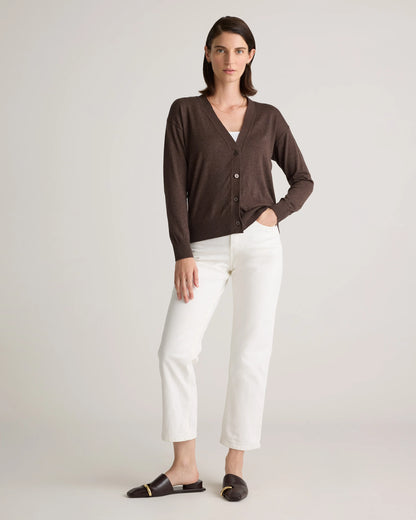 Lightweight Cotton Cashmere Cardigan - XS / Heather Oatmeal